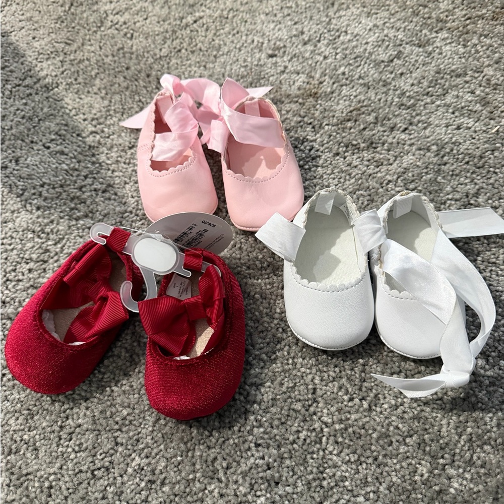 First Impressions Baby Walker Shoes - Pink, Red, White